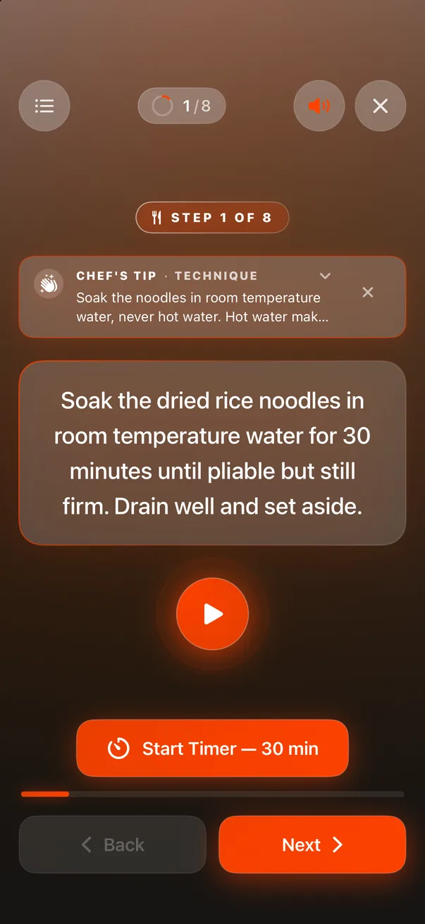 OriginEats — Cook Mode sin manos